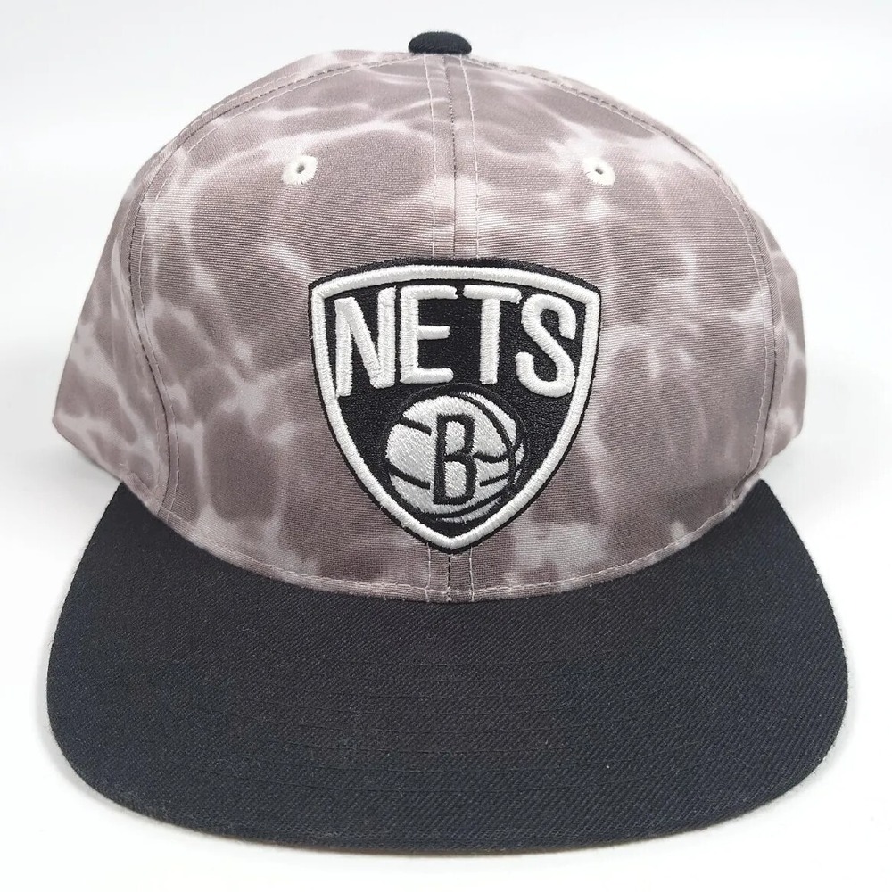 Mitchell & Ness Brooklyn Nets Hat Black Acid Wash Tie Dye Cloud Snapback Cap NBA